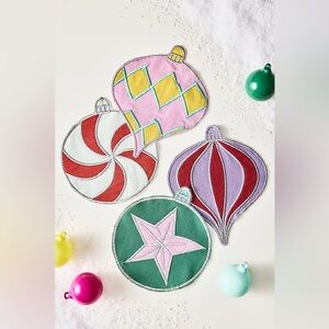 New Anthropologie Holiday Christmas Tinsel Cocktail Napkins Set of 8 Seasonal